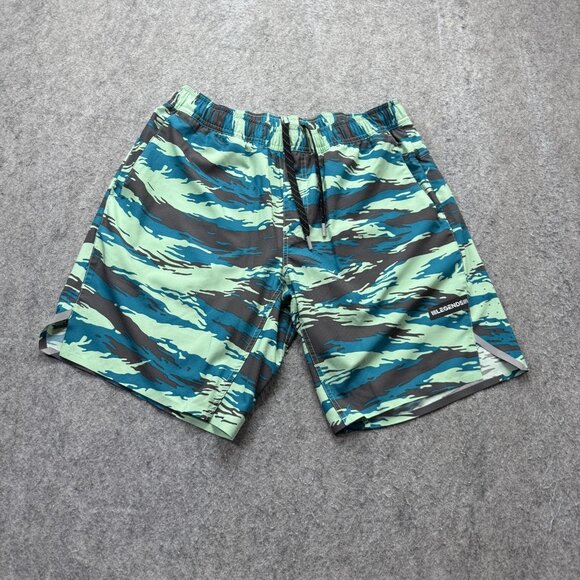 LEGENDS Luka Shorts Men L Green Blue Black Performance Stretch 9" Camo Lined - Picture 1 of 14